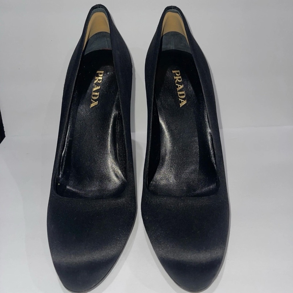 PRADA black suede platform heels sz 38 1/2